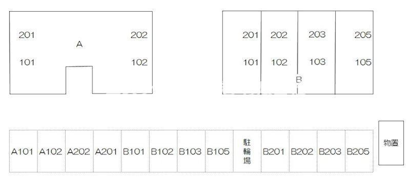 レジデンス悠Bの区画図|配置図