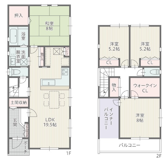 岡崎市上地6丁目　新築分譲住宅　全5棟　1号棟の間取り