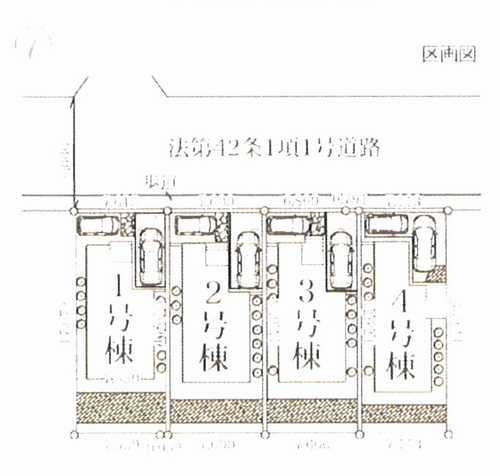 横浜市青葉区鴨志田町2期　新築戸建全4棟の区画図