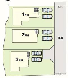 ケイアイエルデ／菊池郡大津町１期／２号棟の区画図|開発地域に3棟完成しました！周りの新築の建物が続々誕生しております！
