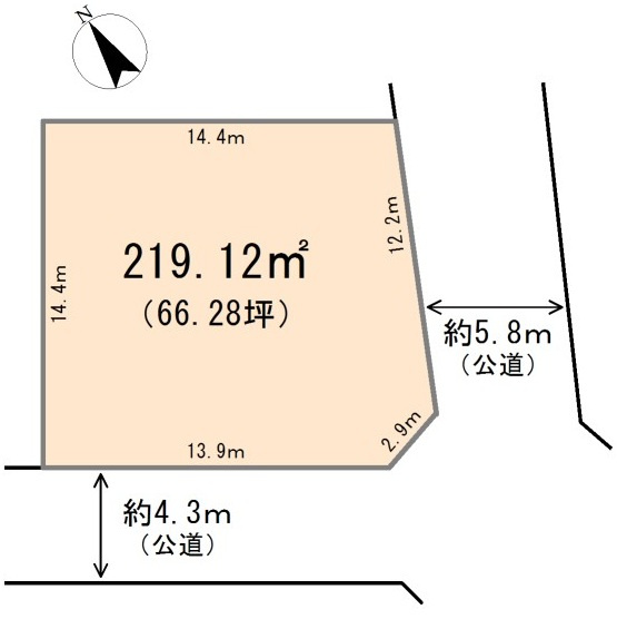 鳩山町鳩ヶ丘2丁目　古家付土地66坪の土地図|古家付（建物：木造瓦葺平家建・昭和50年9月築　61.27㎡）