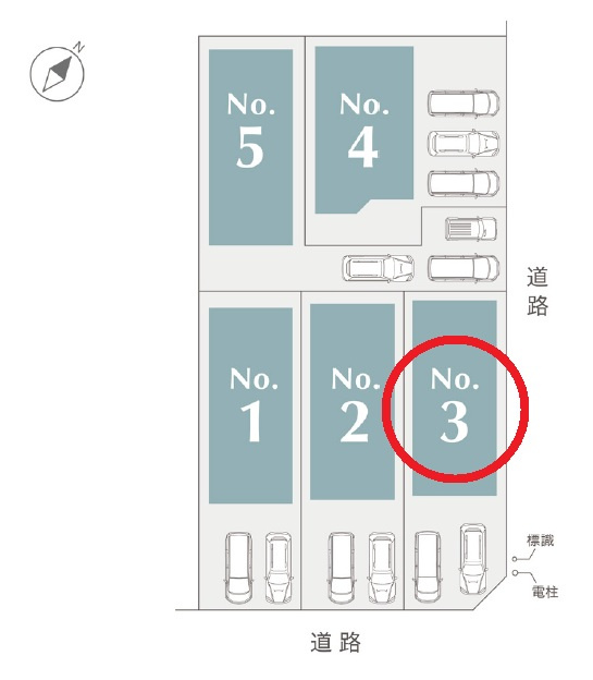 岡崎市上地6丁目　新築分譲住宅　全5棟　3号棟の区画図
