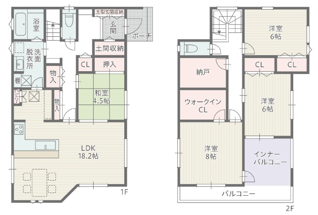 岡崎市上地6丁目　新築分譲住宅　全5棟　4号棟の間取り
