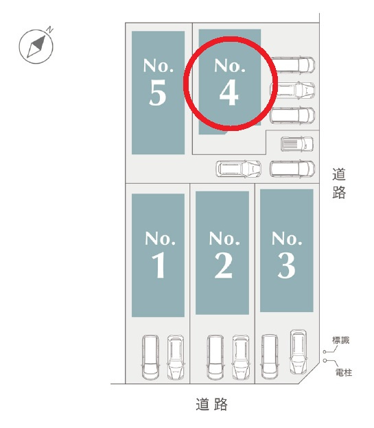 岡崎市上地6丁目　新築分譲住宅　全5棟　4号棟の区画図