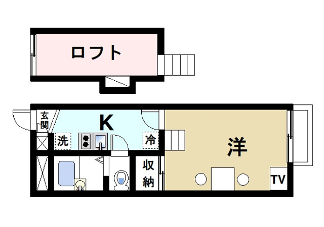 レオパレスRegulusの間取り|使いやすいロフト付きです