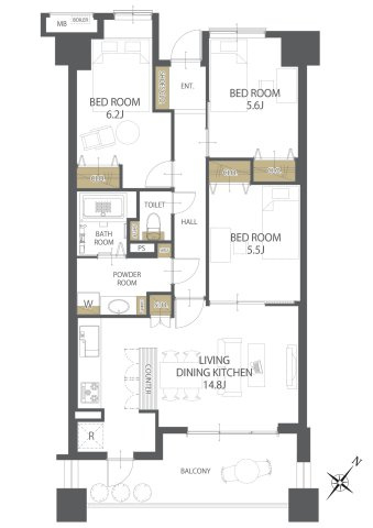 【間取り】サーパス宇品 