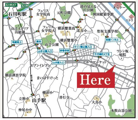 仲介手数料無料　横浜市中区北方町２丁目の地図