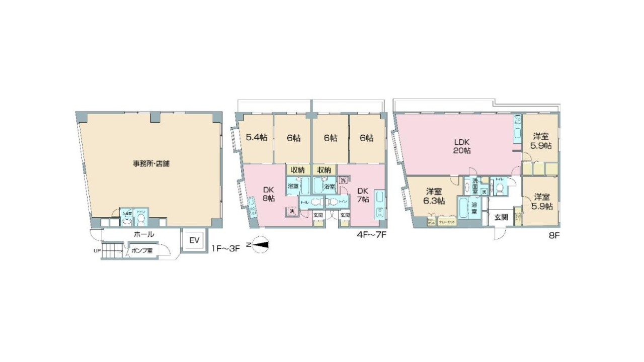 東京都府中市若松町1丁目　店舗付き１棟売りマンション　投資・収益物件の間取り