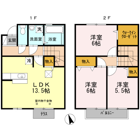 オークスコート西新在家 A棟の間取り