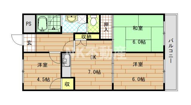 【間取り】 | 西岩崎コーポ（河内花園賃貸） | 間取りです