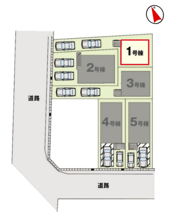 リガーレ名古屋市天白区一本松1期　全5棟　新築戸建の区画図