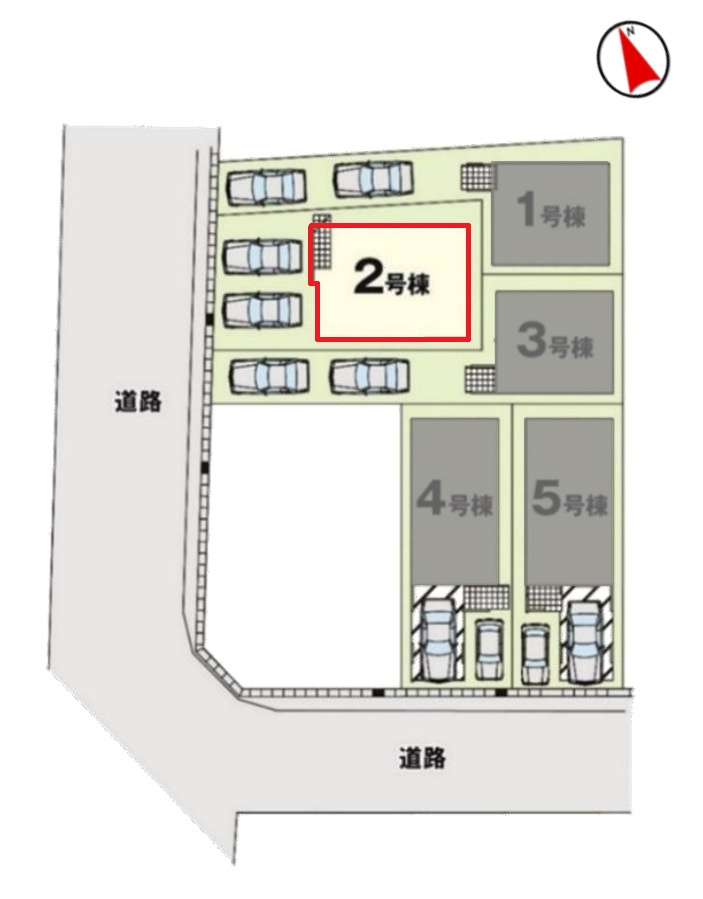 リガーレ名古屋市天白区一本松1期　全5棟　新築戸建の区画図