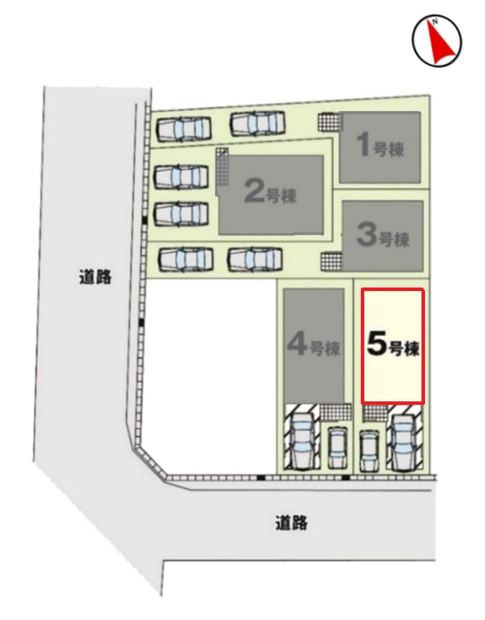 リガーレ名古屋市天白区一本松1期　全5棟　新築戸建の区画図