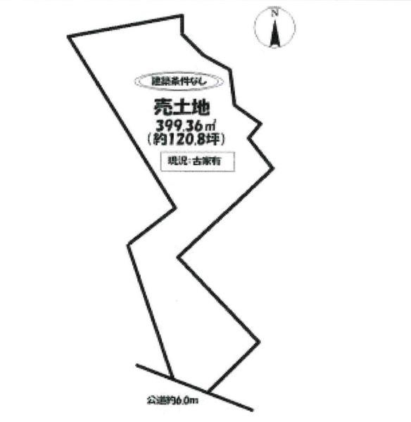 岡崎市山綱町字中野の売地の区画図