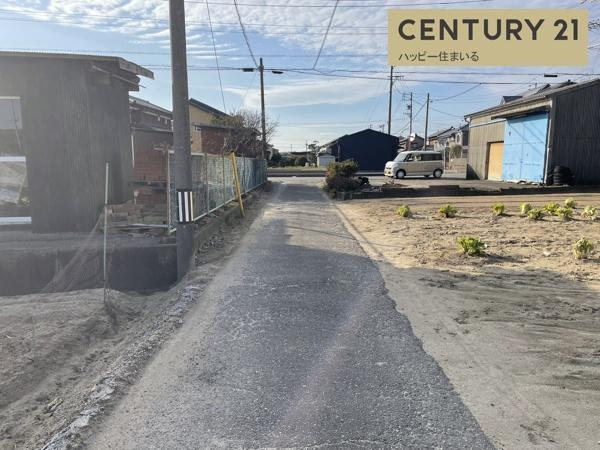 西尾市吉良町富好新田・分家用地の前面道路含む現地写真