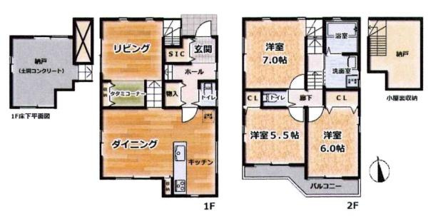 岡崎市森越町・中古戸建の間取り
