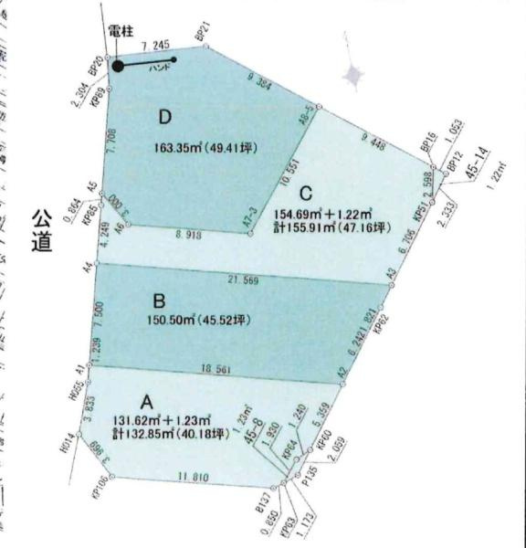 岡崎市稲熊町字後田の売地の区画図