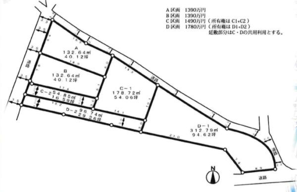 岡崎市藤川町字石丸の売地の区画図