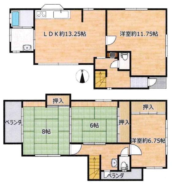 岡崎市鴨田町所屋敷・中古戸建の間取り|間取り図です