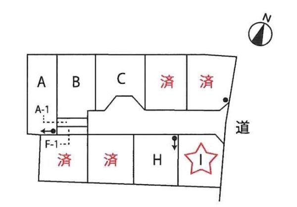 西尾市道光寺町山田　全9棟・I棟の区画図|I号棟です。
