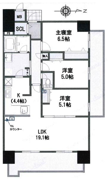 リコット岡崎柱曙の間取り|間取り図です