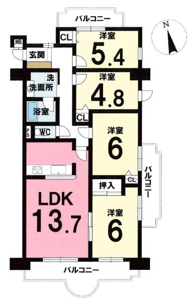 中央マンション大門の間取り|間取り図です