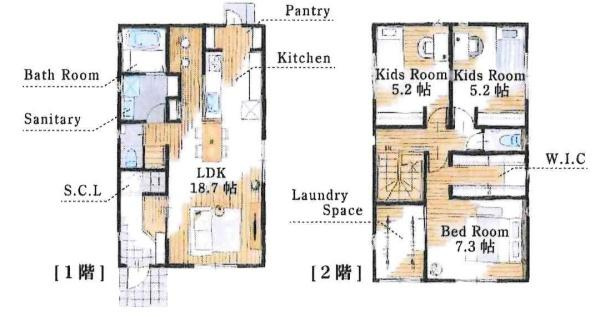 西尾市今川町浅間　全5棟・C棟の間取り|間取り図です