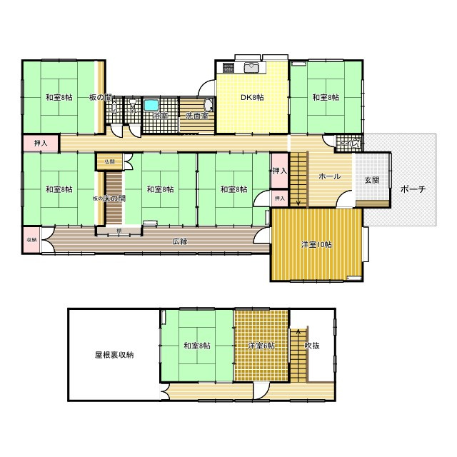 宇城市松橋町西下郷　8DK戸建ての間取り