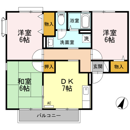 トゥインクル塔乃本 B棟の間取り