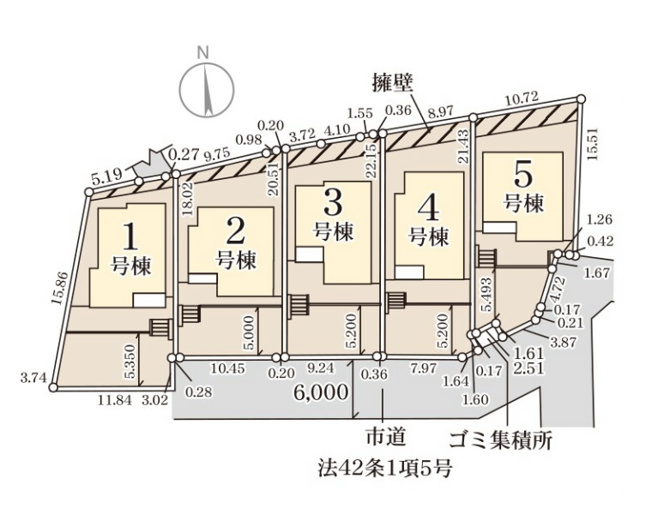 【区画図】 | 糟屋郡須恵町須恵第8　5号棟（全5棟）【仲介手数料無料・0円】 | 区画図です。5号棟