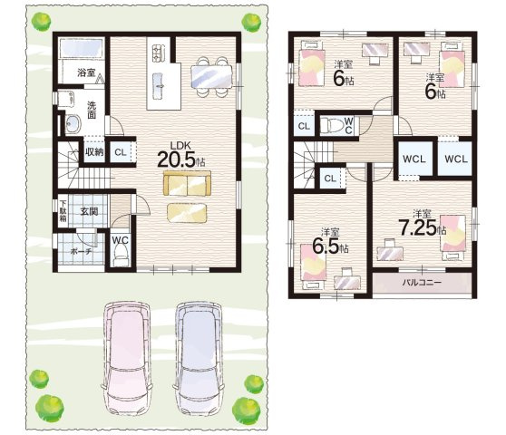 野洲市永原　第1期　新築一戸建ての間取り|2号地