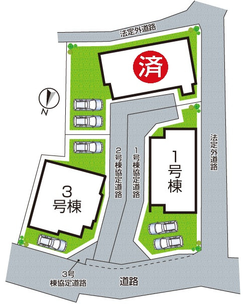 亀岡市余部町清水　新築一戸建ての区画図|全3区画