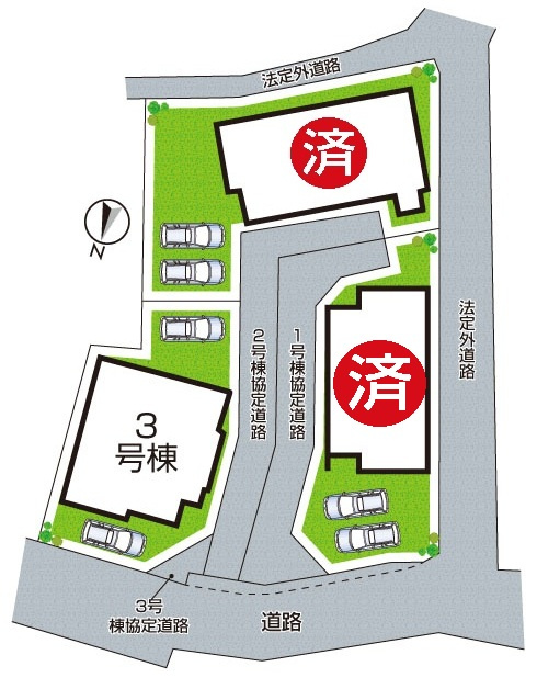 亀岡市余部町清水　新築一戸建ての区画図|全3区画