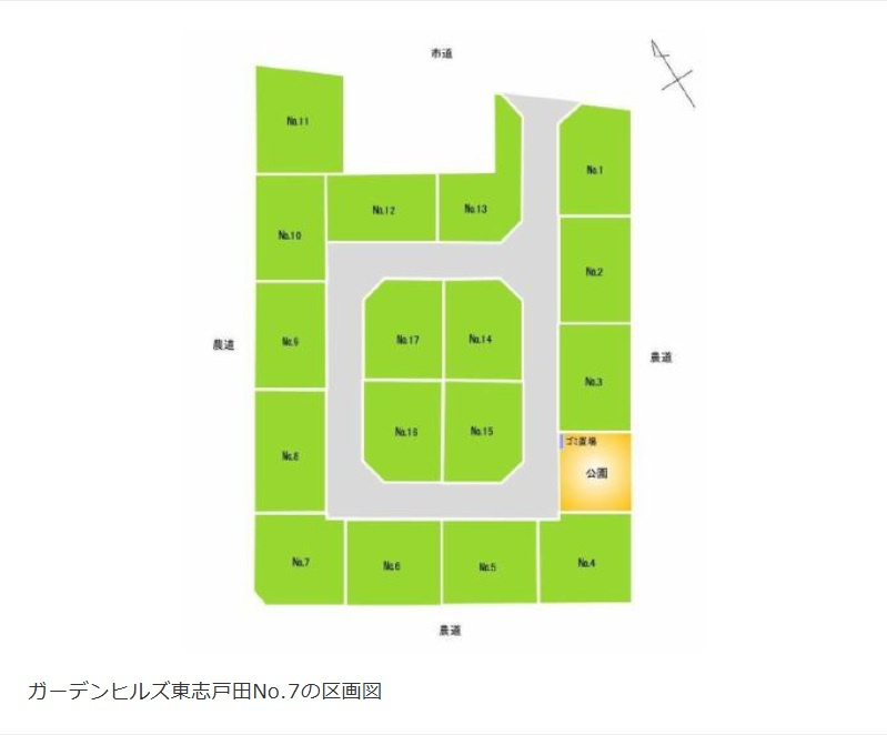 ガーデンヒルズ東志戸田【No.7】　土地の区画図