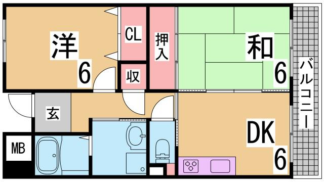 神戸市長田区御船通２丁目の賃貸マンションの間取り