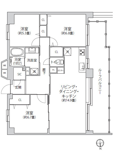 ツインシティ東砂アネックス　12階　リ　ノベーションの間取り