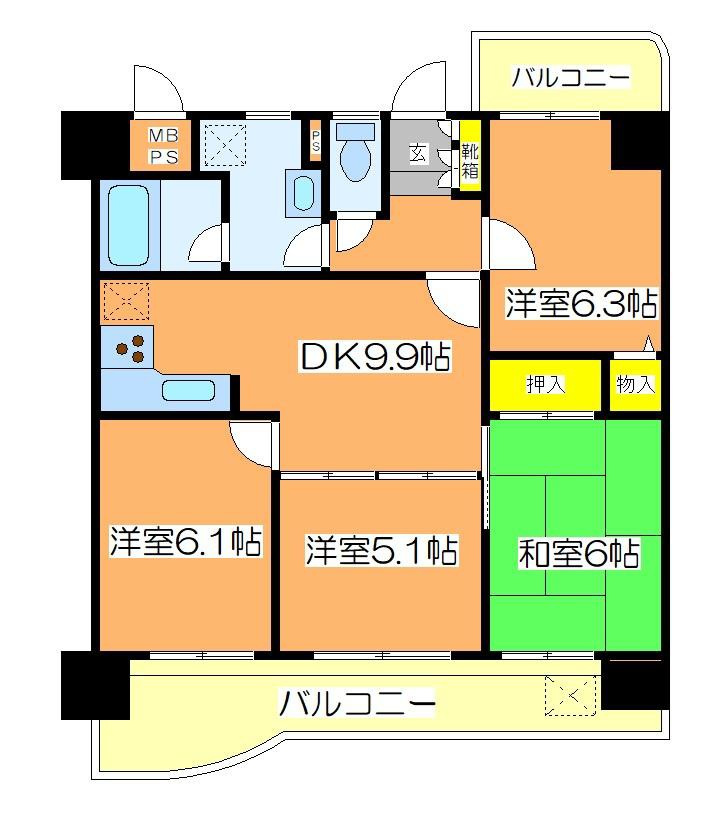 朝日プラザ佃町　　山陽電鉄「手柄駅」徒歩13分の間取り