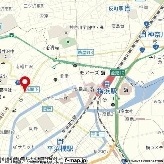 横浜市西区浅間町１丁目の賃貸マンションの地図