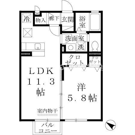コンフォール・ヴィラ　Ｃ棟の間取り|角部屋＊リビングと洋室が独立した1LDK☆彡