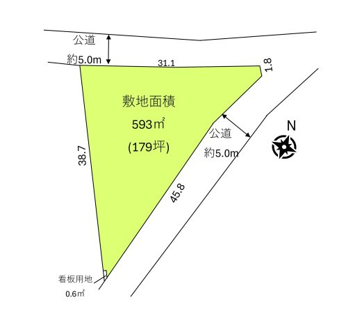 資材置き場用地　狭山市笹井の土地図|約179坪です。
