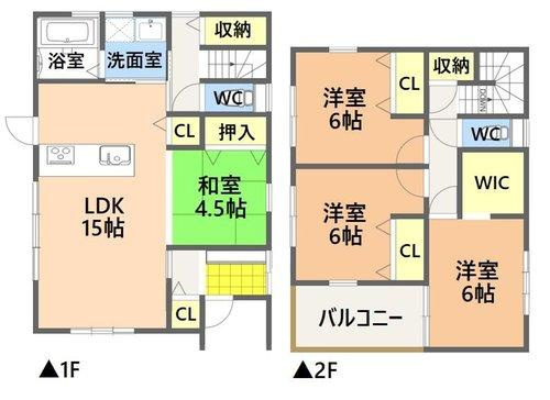 千年1丁目　モデルハウス分譲の間取り|和室のある4LDK。収納豊富で家事がはかどる家事導線が魅力。
