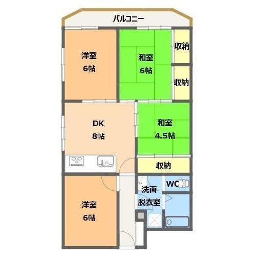 トーカンマンション新上橋第10の間取り|角部屋の4DKです。
使い勝手の良い間取りになっています。