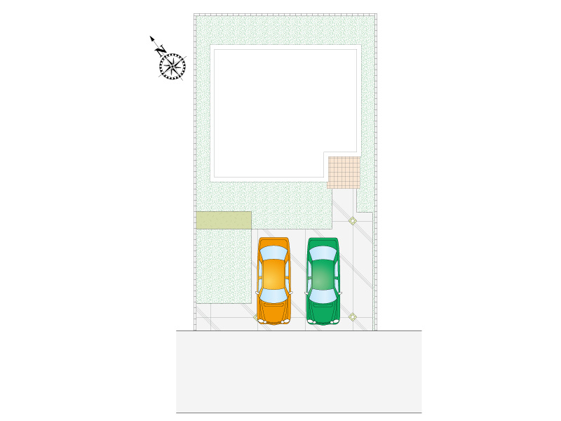 《5号棟　区画図》並列2台駐車可能です！南西向きで日当たり良好！