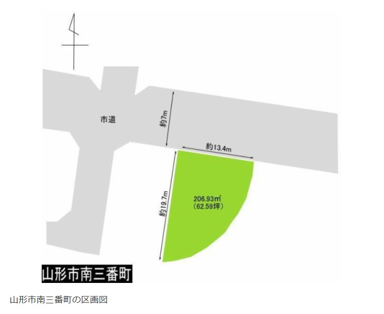 山形市南三番町　土地の土地図