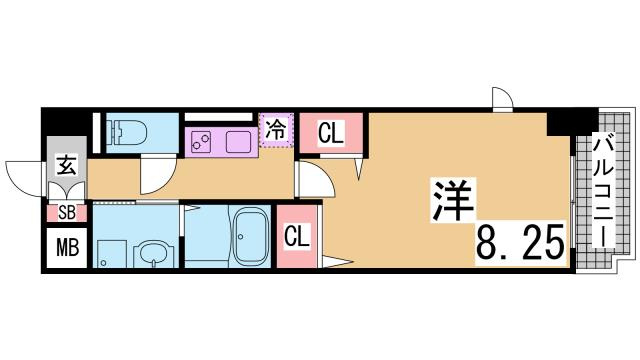 神戸市長田区大橋町８丁目の賃貸マンションの間取り