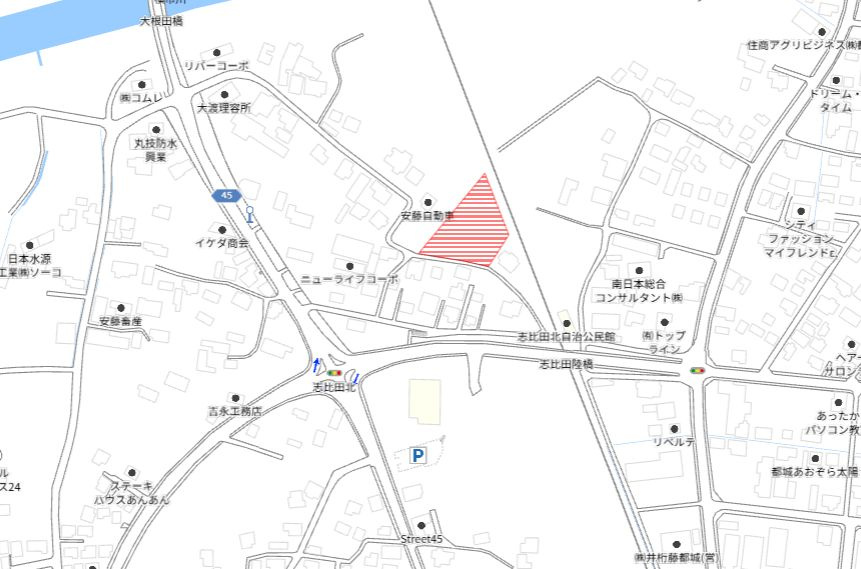 都城市志比田町の売地の土地図