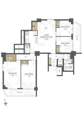 【間取り】日車マンション平和が丘Ｂ棟 