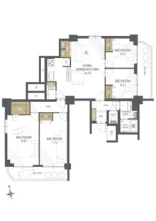 【間取り】日車マンション平和が丘Ｂ棟 