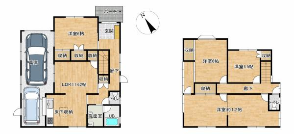 【No.7387】大覚寺中古住宅/4LDK/内外装リフォーム工事中の間取り