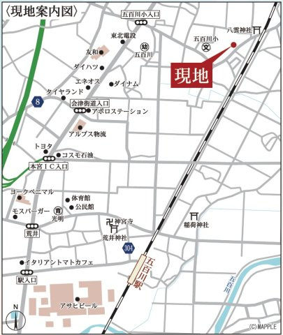 新築戸建・建売　本宮市仁井田五百川　Livele Garden　全6棟の地図